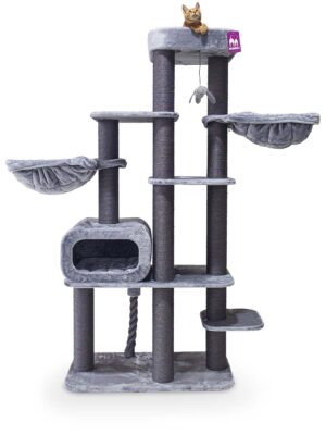 Arbre à chat Interstate 199 - Grise- 12 cm poteau - XXL – pour plusiers chats