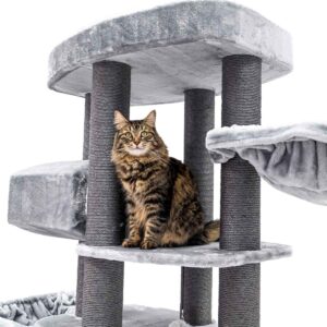 Arbre à chat Drive 195 - Grise- 12 cm poteau - XXL – pour plusiers chats