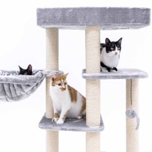 Arbre à chat Springfield 139 - Grise - 9cm poteau - avec hamacs