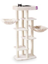 Arbre à chat Springfield 171 - Crème - 9cm poteau - avec 2 hamacs