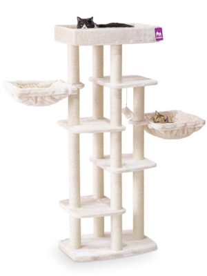 Arbre à chat Springfield 171 - Crème - 9cm poteau - avec 2 hamacs