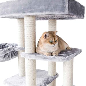 Arbre à chat Springfield 171 - Grise - 9cm poteau - avec 2 hamacs